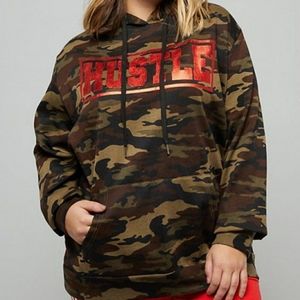 Rue 21 "Hustle" Foil Camo Hoodie (Plus Size)